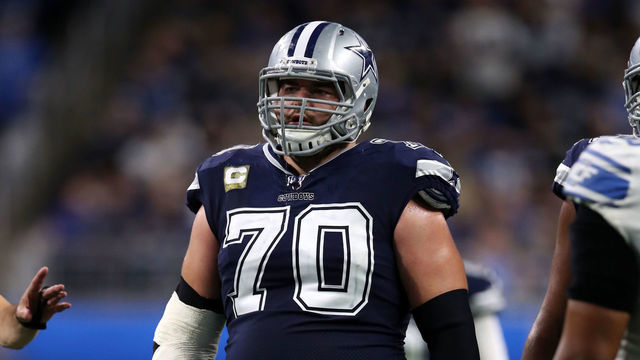DETROIT, MI - NOVEMBER 17: Zack Martin #70 of the Dallas Cowboys looks on during the game against the Detroit Lions at Ford Field on November 17, 2019 in Detroit, Michigan. The Cowboys defeated the Lions 35-27.