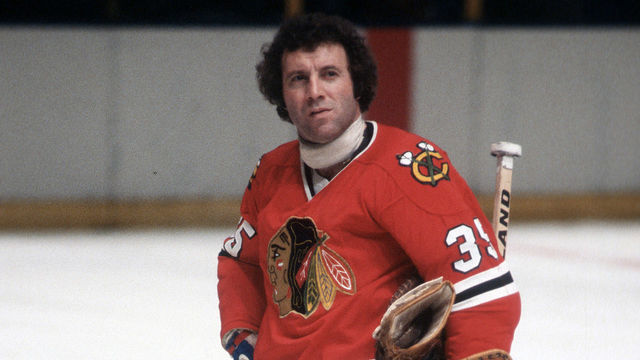 UNSPECIFIED - CIRCA 1978: Tony Esposito #35 of the Chicago Blackhawks looks on during an NHL Hockey game circa 1978. Esposito's playing career went from 1967-84.