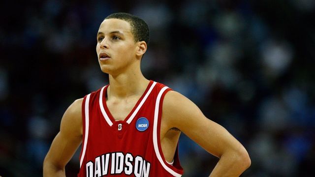 RALEIGH, NC - MARCH 23: Stephen Curry #30 of the Davidson Wildcats looks on against the Georgetown Hoyas during the 2nd round of the East Regional of the 2008 NCAA Men's Basketball Tournament at RBC Center on March 23, 2008 in Raleigh, North Carolina. The Wildcats defeated the Hoyas 74-70.