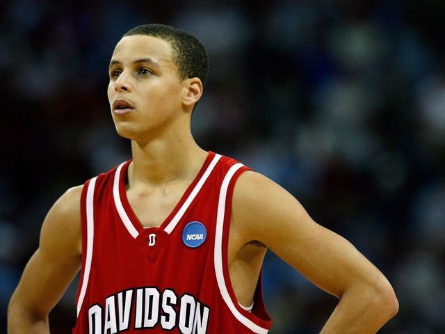 RALEIGH, NC - MARCH 23: Stephen Curry #30 of the Davidson Wildcats looks on against the Georgetown Hoyas during the 2nd round of the East Regional of the 2008 NCAA Men's Basketball Tournament at RBC Center on March 23, 2008 in Raleigh, North Carolina. The Wildcats defeated the Hoyas 74-70.
