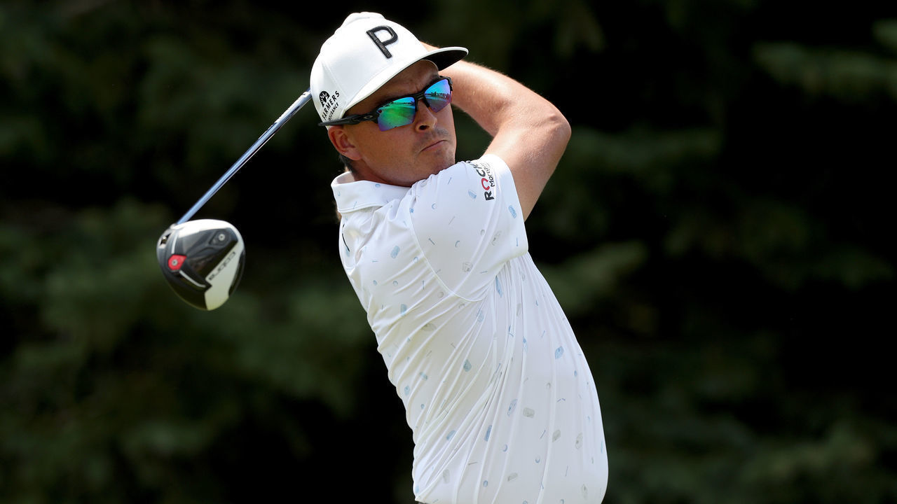 BLAINE, MINNESOTA - JULY 23: Rickie Fowler plays his shot from the second tee during the Second Round of the 3M Open at TPC Twin Cities on July 23, 2021 in Blaine, Minnesota.