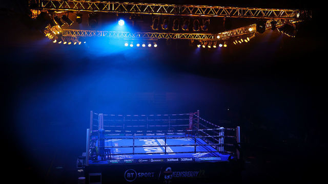 TELFORD, ENGLAND - JUNE 05: The ring sits empty before the first fight of the night at Telford International Centre on June 05, 2021 in Telford, England.