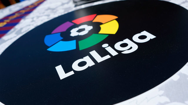 NEW YORK, NY - APRIL 23: A view of the LaLiga logo at a roofop viewing party of El Clasico - Real Madrid CF vs FC Barcelona hosted by LaLiga at 230 Fifth Avenue on April 23, 2017 in New York City.