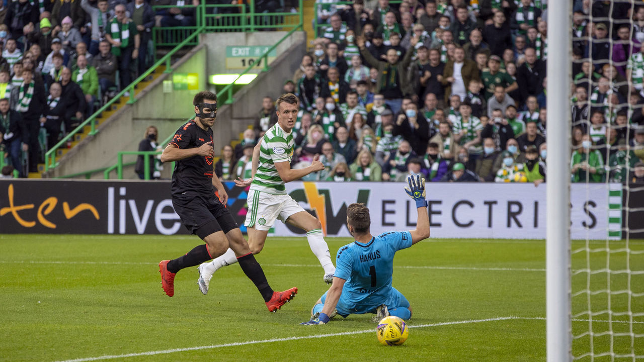 Celtic David Turnbull scores their side's first goal of the game during the UEFA Europa Conference League third qualifying round, second leg match at Celtic Park, Glasgow. Picture date: Thursday August 12, 2021.