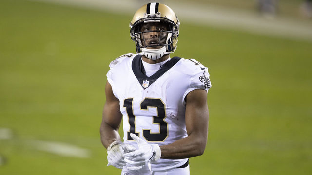 PHILADELPHIA, PA - DECEMBER 13: Michael Thomas #13 of the New Orleans Saints looks on against the Philadelphia Eagles at Lincoln Financial Field on December 13, 2020 in Philadelphia, Pennsylvania.