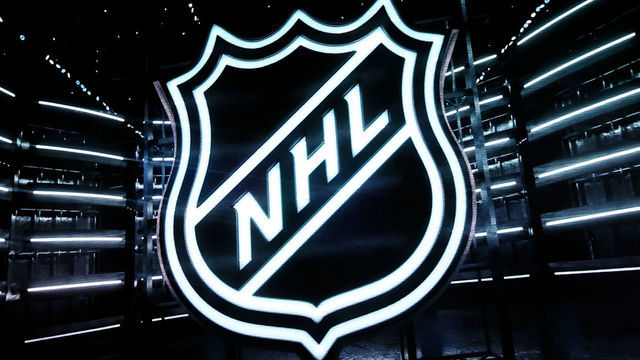 NEWARK, NJ - MARCH 02: A general view of the NHL Logo on the scoreboard during the National Hockey League game between the New Jersey Devils and the New York Islanders on March 2, 2021 at the Prudential Center in Newark, NJ..