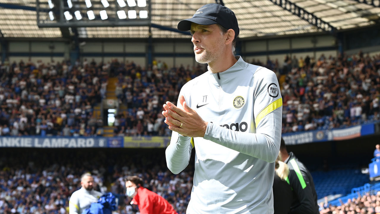 LONDON, ENGLAND - AUGUST 14: Thomas Tuchel, Manager of Chelsea reacts prior to the Premier League match between Chelsea and Crystal Palace at Stamford Bridge on August 14, 2021 in London, England.