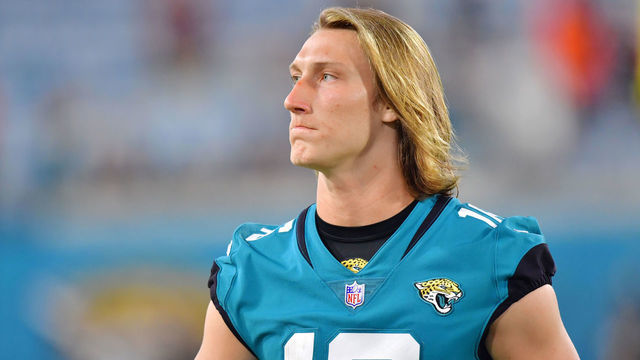 JACKSONVILLE, FLORIDA - AUGUST 14: Trevor Lawrence #16 of the Jacksonville Jaguars looks on after a 23-13 preseason loss to the Cleveland Browns at TIAA Bank Field on August 14, 2021 in Jacksonville, Florida.