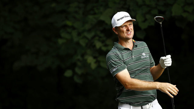 GREENSBORO, NORTH CAROLINA - AUGUST 15: Justin Rose of England watches his shot from the second tee during the final round of the Wyndham Championship at Sedgefield Country Club on August 15, 2021 in Greensboro, North Carolina.