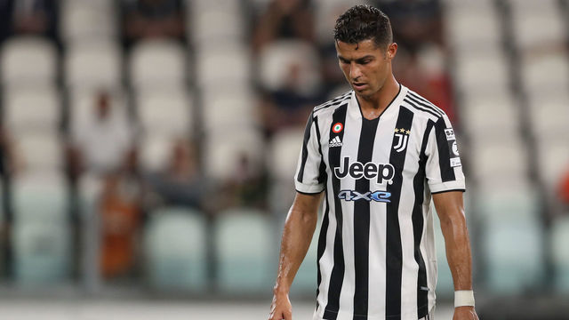 TURIN, ITALY - AUGUST 14: Cristiano Ronaldo of Juventus reacts during the Pre-Season Friendly between Juventus FC and Atalanta BC at Allianz Stadium on August 14, 2021 in Turin, Italy.
