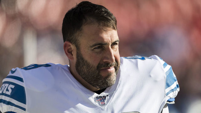 LANDOVER, MD - NOVEMBER 24: Don Muhlbach #48 of the Detroit Lions looks on before the game against the Washington Redskins at FedExField on November 24, 2019 in Landover, Maryland.
