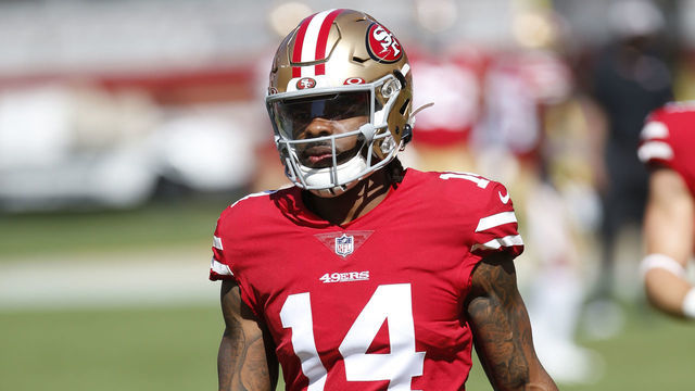 SANTA CLARA, CA - OCTOBER 11: Kevin White #14 of the San Francisco 49ers on the field before the game against the Miami Dolphins at Levi's Stadium on October 11, 2020 in Santa Clara, California. The Dolphins defeated the 49ers 43-17.