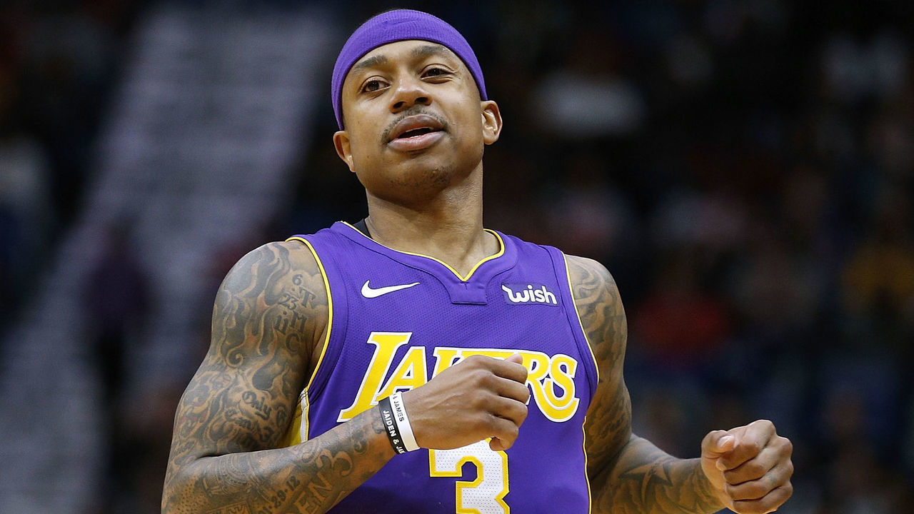 NEW ORLEANS, LA - MARCH 22: Isaiah Thomas #3 of the Los Angeles Lakers reacts during the first half against the New Orleans Pelicans at the Smoothie King Center on March 22, 2018 in New Orleans, Louisiana.