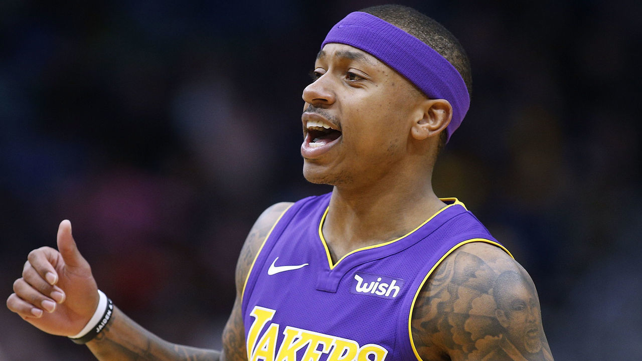 NEW ORLEANS, LA - MARCH 22: Isaiah Thomas #3 of the Los Angeles Lakers reacts during the first half against the New Orleans Pelicans at the Smoothie King Center on March 22, 2018 in New Orleans, Louisiana.