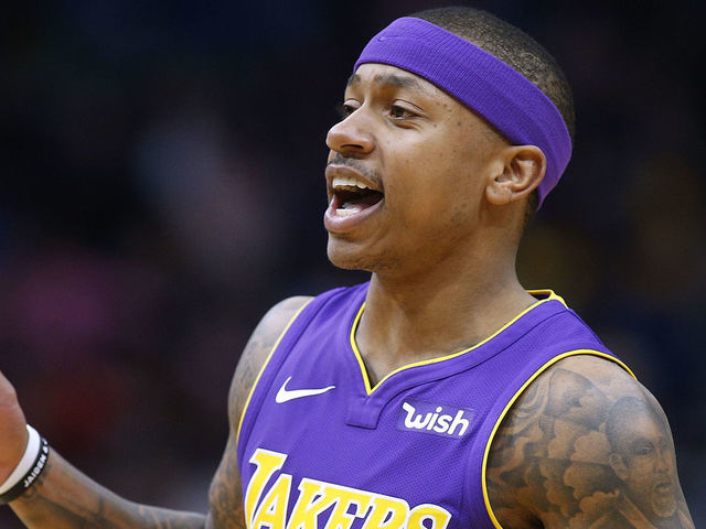 NEW ORLEANS, LA - MARCH 22: Isaiah Thomas #3 of the Los Angeles Lakers reacts during the first half against the New Orleans Pelicans at the Smoothie King Center on March 22, 2018 in New Orleans, Louisiana.