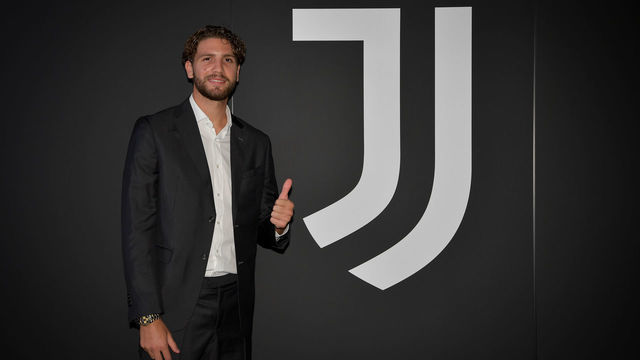 TURIN, ITALY - AUGUST 18: Manuel Locatelli signing with Juventus at Juventus headquarters on August 18, 2021 in Turin, Italy.
