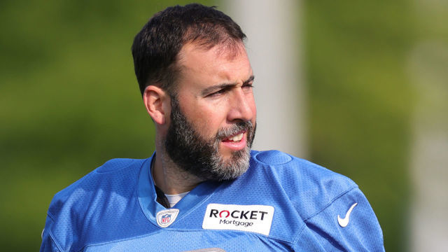 ALLEN PARK, MICHIGAN - JULY 31: Don Muhlbach #48 of the Detroit Lions looks across the field during Training Camp on July 31, 2021 in Allen Park, Michigan.