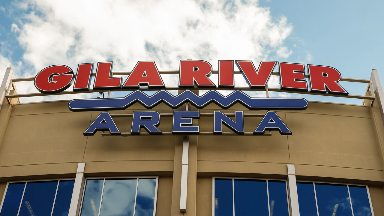 GLENDALE, AZ - APRIL 08: Gila River Arena before the NHL hockey game between the Minnesota Wild and the Arizona Coyotes on April 8, 2017 at Gila River Arena in Glendale, Arizona.