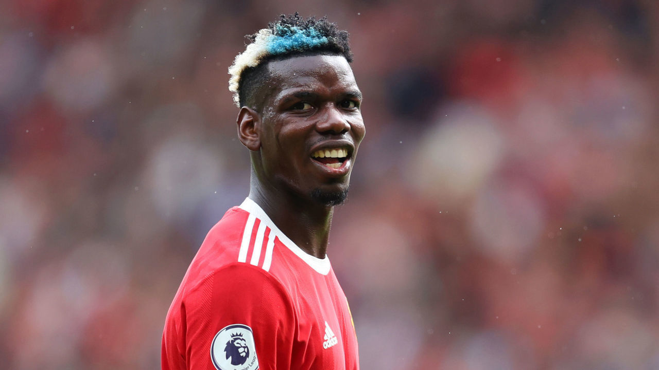 MANCHESTER, ENGLAND - AUGUST 14: Paul Pogba of Manchester United during the Premier League match between Manchester United and Leeds United at Old Trafford on August 14, 2021 in Manchester, England.