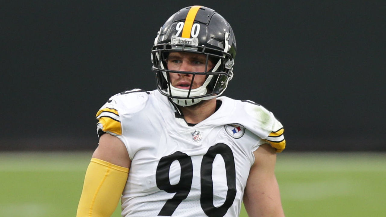 JACKSONVILLE, FL - NOVEMBER 22: Pittsburgh Steelers Linebacker T.J. Watt (90) during the game between the Pittsburgh Steelers and the Jacksonville Jaguars on November 22, 2020 at TIAA Bank Field in Jacksonville, Fl.