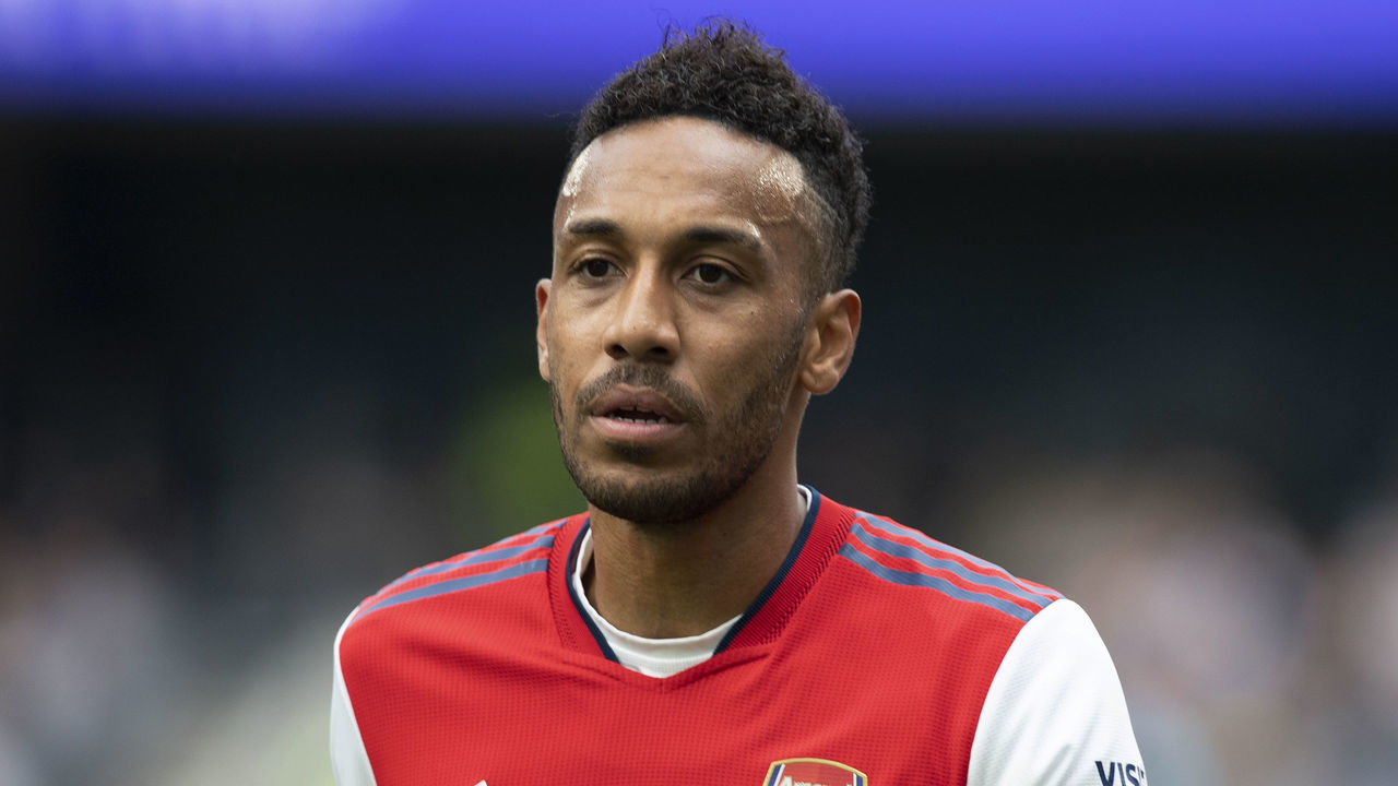 LONDON, ENGLAND - AUGUST 08: Pierre-Emerick Aubameyang of Arsenal during the Pre-season friendly between Tottenham Hotspur and Arsenal at Tottenham Hotspur Stadium on August 08, 2021 in London, England.