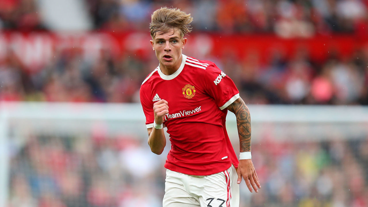 MANCHESTER, ENGLAND - AUGUST 07: Brandon Williams of Manchester United during the Pre Season Friendly fixture between Manchester United and Everton at Old Trafford on August 7, 2021 in Manchester, England.