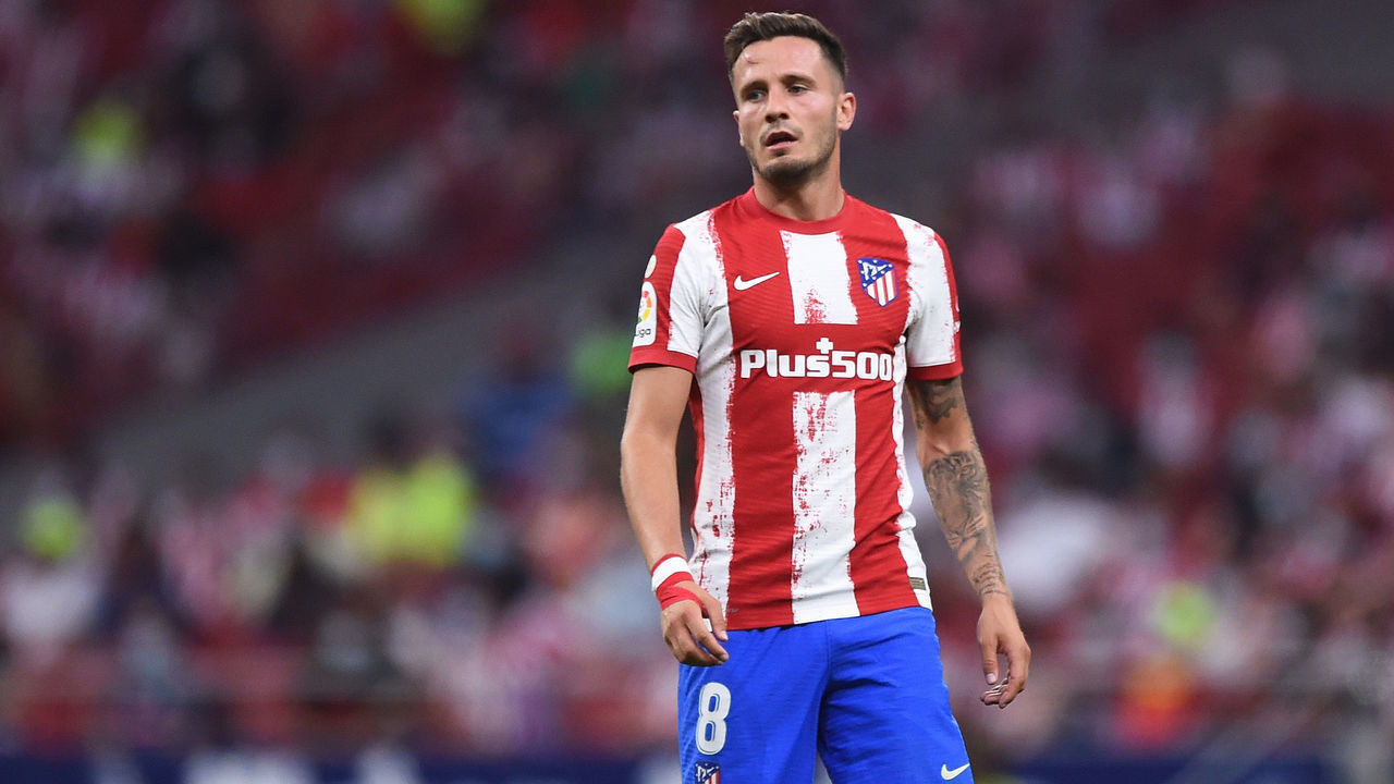 MADRID, SPAIN - AUGUST 22: Saul Niguez of Atletico de Madrid reacts during the La Liga Santander match between Club Atletico de Madrid and Elche CF at Estadio Wanda Metropolitano on August 22, 2021 in Madrid, Spain.