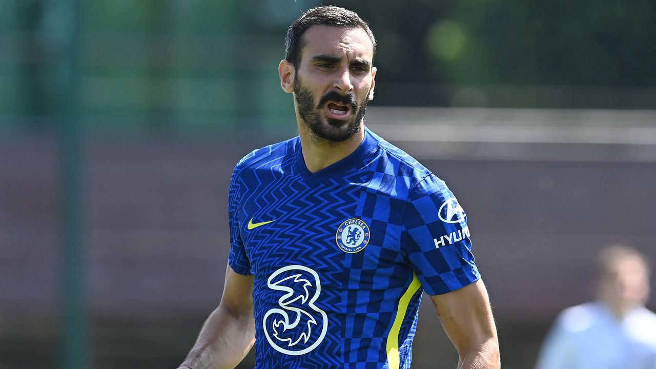 COBHAM, ENGLAND - JULY 17: Davide Zappacosta of Chelsea runs on during a Pre-Season Friendly between Chelsea and Peterborough United at Chelsea Training Ground on July 17, 2021 in Cobham, England.