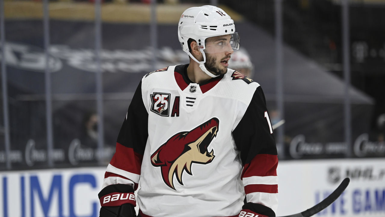 LAS VEGAS, NEVADA - JANUARY 20: Derick Brassard #16 of the Arizona Coyotes skates during the first period against the Vegas Golden Knights at T-Mobile Arena on January 20, 2021 in Las Vegas, Nevada.