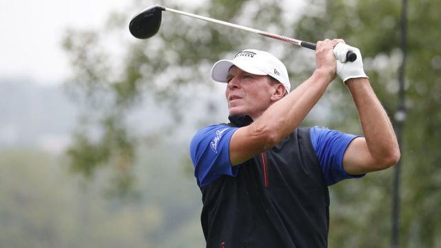 SILVIS, IL - JULY 11: PGA golfer Steve Stricker hits his tee shot on the 5th hole during the final round of the John Deere Classic on July 11, 2021 at TPC Deere Run in Silvis, Illinois.