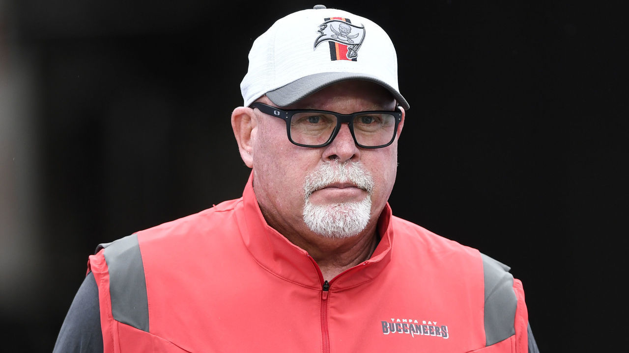 TAMPA, FLORIDA - AUGUST 14: Head coach Bruce Arians of the Tampa Bay Buccaneers looks on prior to the game against the Cincinnati Bengals during a preseason game at Raymond James Stadium on August 14, 2021 in Tampa, Florida.