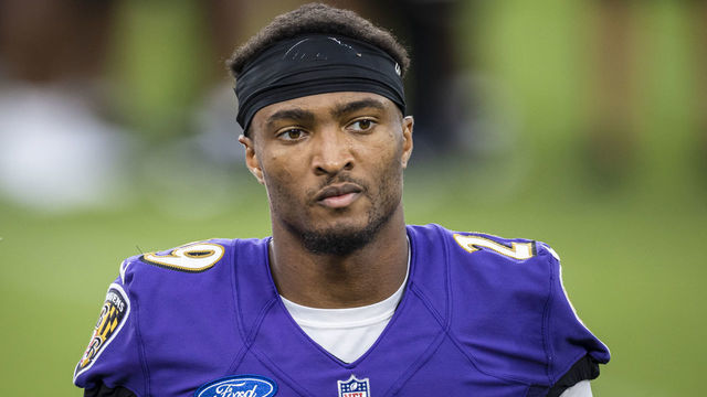 BALTIMORE, MD - JULY 31: Shaun Wade #29 of the Baltimore Ravens looks on during training camp at M&T Bank Stadium on July 31, 2021 in Baltimore, Maryland.