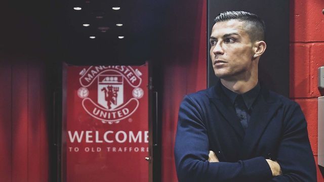 MANCHESTER, ENGLAND - OCTOBER 22: Juventus player Cristiano Ronaldo during the walk around at Old Trafford on October 22, 2018 in Manchester, England.