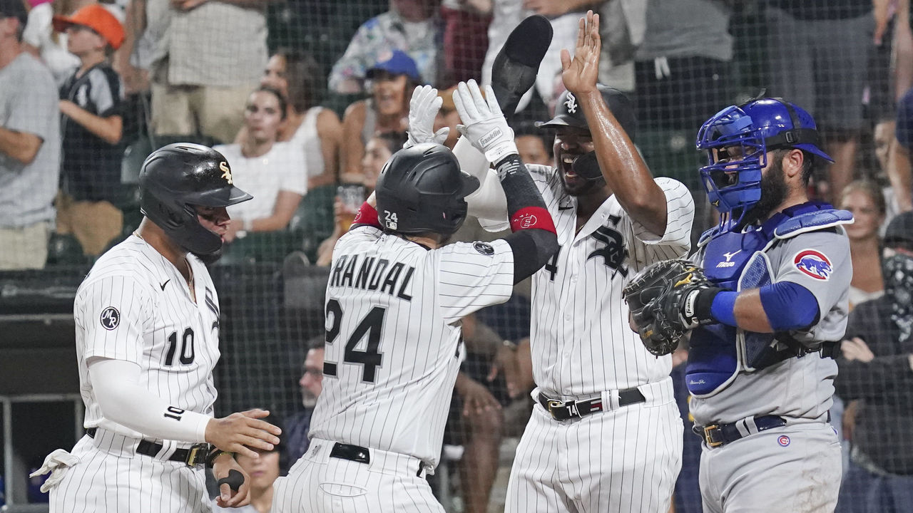 Eloy Jimenez of the Chicago White Sox hits a single against the Tampa  News Photo - Getty Images