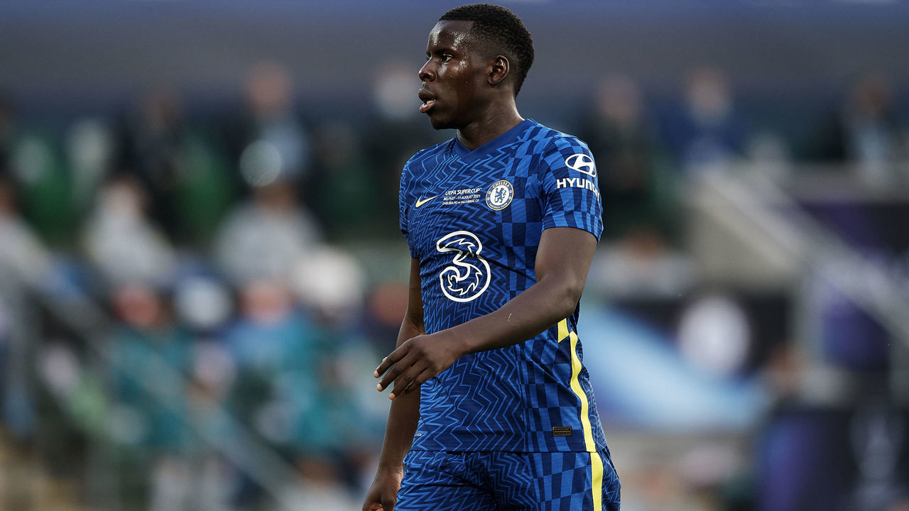 Kurt Zouma of Chelsea during the UEFA Super Cup Final match between Chelsea CF and Villarreal CF at Windsor Park on August 11, 2021 in Belfast, Northern Ireland.