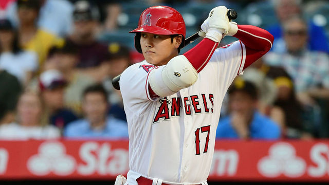ANAHEIM, CA - AUGUST 27: Los Angeles Angels designated hitter Shohei Ohtani (17) during an at bat in a game against the San Diego Padres played on August 27, 2021 at Angel Stadium in Anaheim, CA.