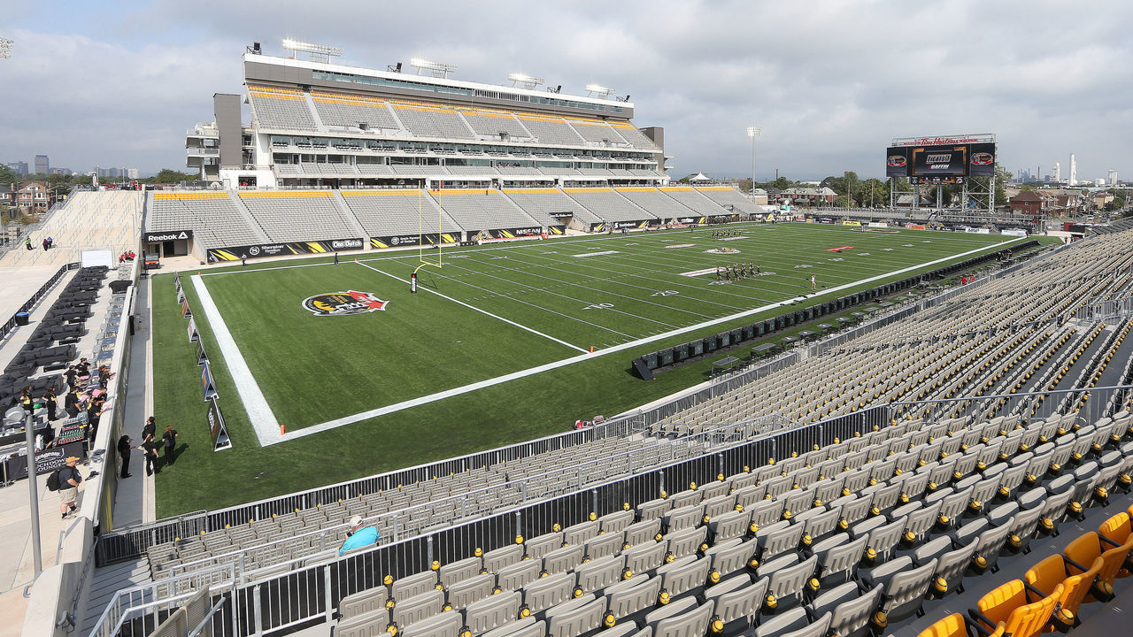 HAMILTON, ON - SEPT 1: A general view prior to the CFL football game between the Toronto Argonauts and Hamilton Tiger-cats during at Tim Hortons Field on September 1, 2014 in Hamilton, Ontario, Canada.