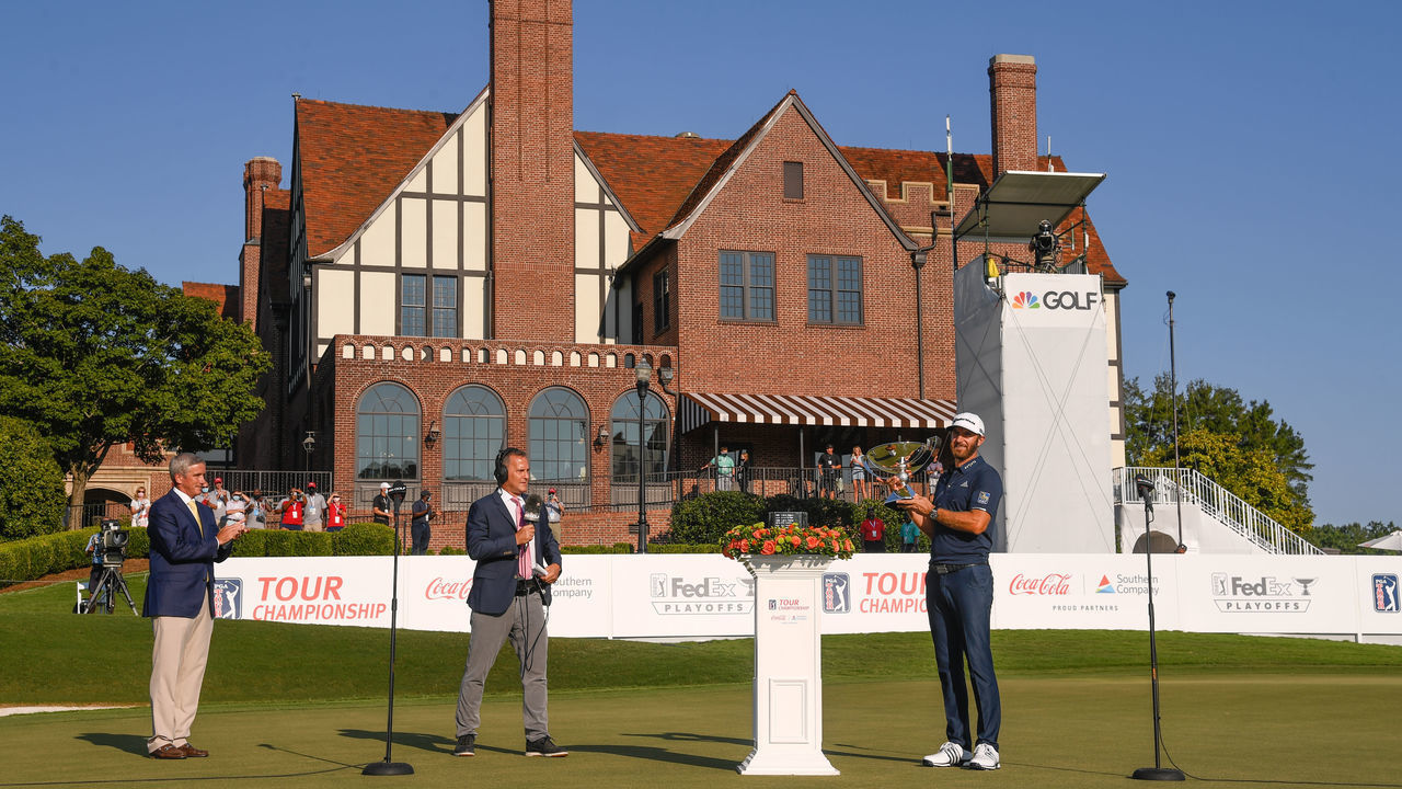 ATLANTA, GA - SEPTEMBER 07: Photo during the trophy ceremony after the final round of the TOUR Championship at East Lake Golf Club on September 7, 2020 in Atlanta, Georgia.