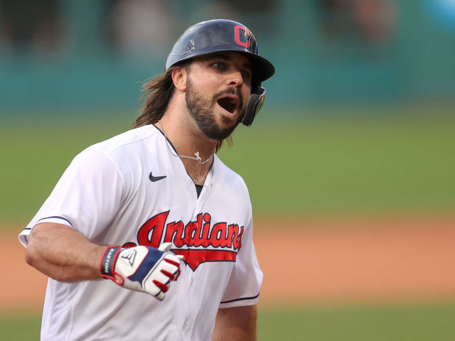 Jose Ramirez of the Cleveland Indians rounds the bases after hitting  News Photo - Getty Images