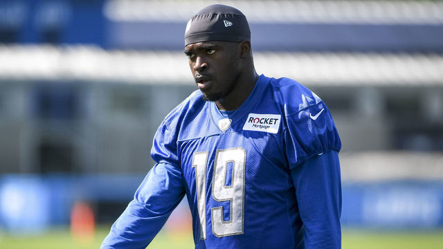 ALLEN PARK, MICHIGAN - JULY 28: Breshad Perriman #19 of the Detroit Lions looks on after the Detroit Lions Training Camp on July 28, 2021 in Allen Park, Michigan.