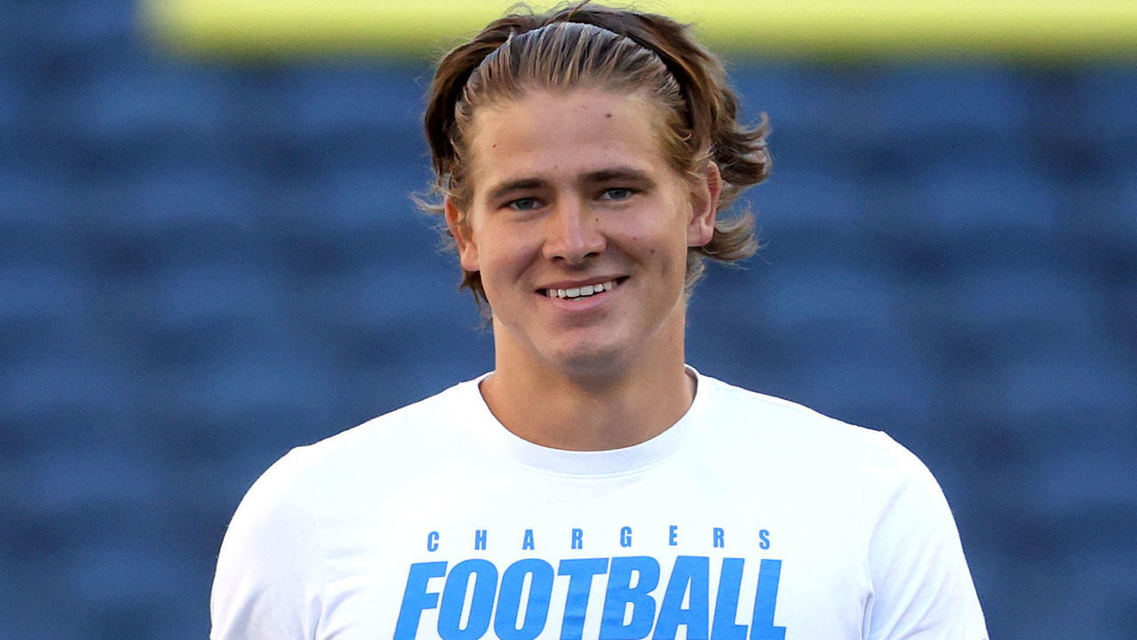 SEATTLE, WASHINGTON - AUGUST 28: Justin Herbert #10 of the Los Angeles Chargers warms up before the NFL preseason game against the Seattle Seahawks at Lumen Field on August 28, 2021 in Seattle, Washington.