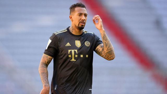MUNICH, GERMANY - MAY 22: Jerome Boateng of Bayern Muenchen reacts during the Bundesliga match between FC Bayern Muenchen and FC Augsburg at Allianz Arena on May 22, 2021 in Munich, Germany. After the Bavarian cabinet decided on first relaxations for outdoor events, the current Corona situation allows FC Bayern to have its last match of the season in front of 250 spectators in the Allianz Arena. Of these, 100 tickets are given to people from the health sector selected by the Ministry of Health.