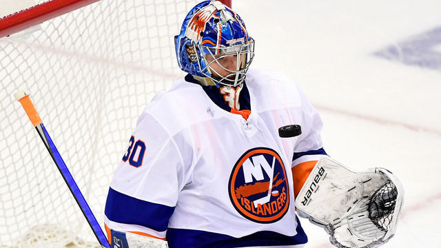 PITTSBURGH, PENNSYLVANIA - MAY 24: Ilya Sorokin #30 of the New York Islanders makes a save against the Pittsburgh Penguins during the first overtime period in Game Five of the First Round of the 2021 Stanley Cup Playoffs at PPG PAINTS Arena on May 24, 2021 in Pittsburgh, Pennsylvania.