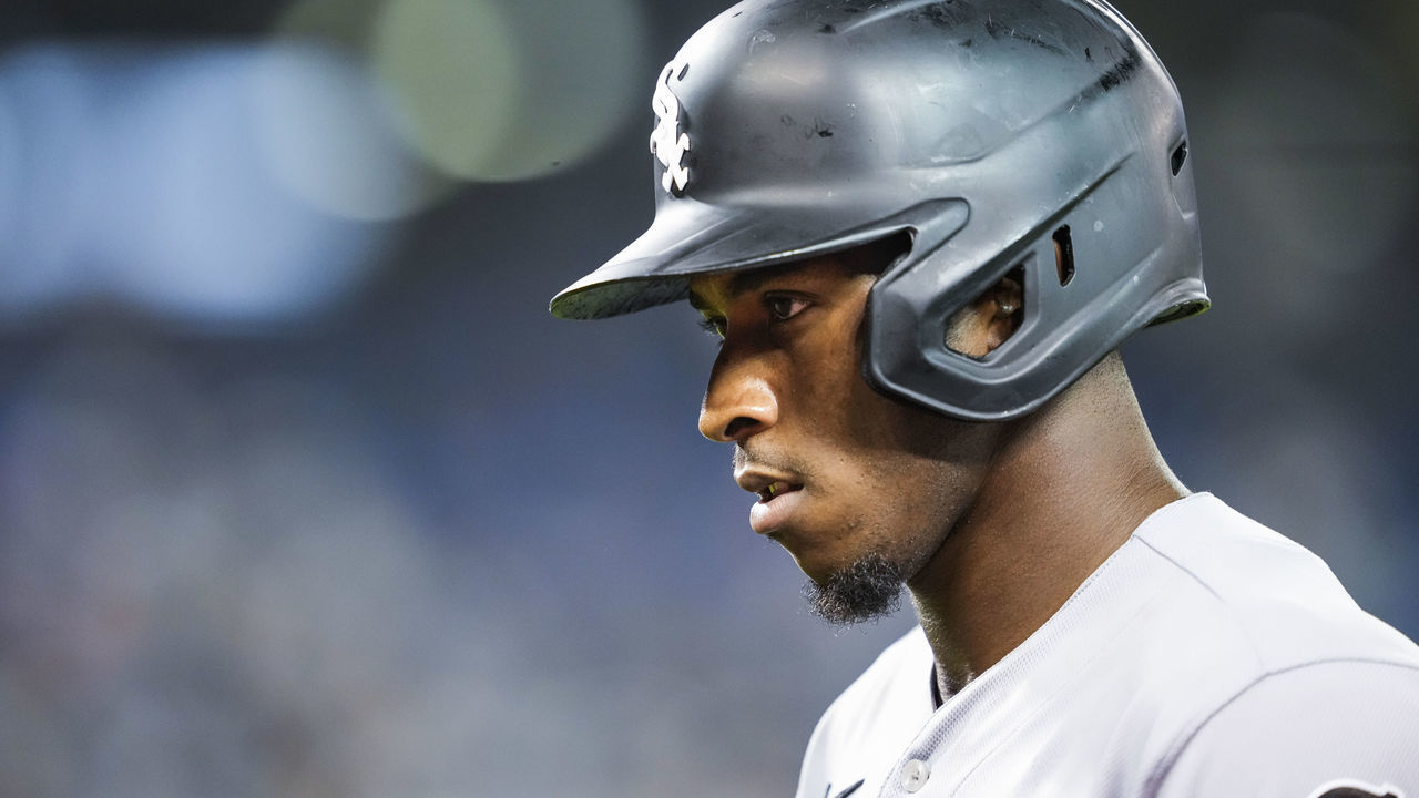 TORONTO, ONTARIO - AUGUST 26: Tim Anderson #7 of the Chicago White Sox looks on against the Toronto Blue Jays during their MLB game at the Rogers Centre on August 26, 2021 in Toronto, Ontario, Canada.