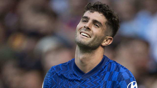 LONDON, ENGLAND - AUGUST 14: Christian Pulisic of Chelsea during the Premier League match between Chelsea and Crystal Palace at Stamford Bridge on August 14, 2021 in London, England.