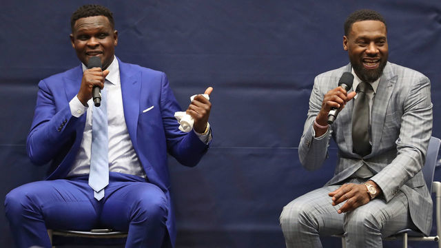 MEMPHIS, TN - FEBRUARY 28: NBA Legends Zach Randolph, and Tony Allen speak to the media during a press conference on February 28, 2020 at FedExForum in Memphis, Tennessee. Mandatory Copyright Notice: Copyright 2020 NBAE