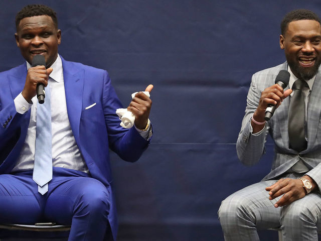 MEMPHIS, TN - FEBRUARY 28: NBA Legends Zach Randolph, and Tony Allen speak to the media during a press conference on February 28, 2020 at FedExForum in Memphis, Tennessee. Mandatory Copyright Notice: Copyright 2020 NBAE