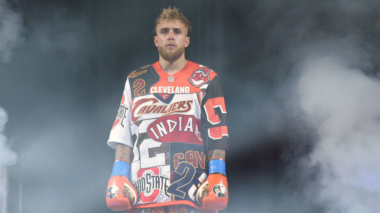 CLEVELAND, OHIO - AUGUST 29: Jake Paul enters the arena prior to the fight against Tyron Woodley in their cruiserweight bout during a Showtime pay-per-view event at Rocket Morgage Fieldhouse on August 29, 2021 in Cleveland, Ohio.