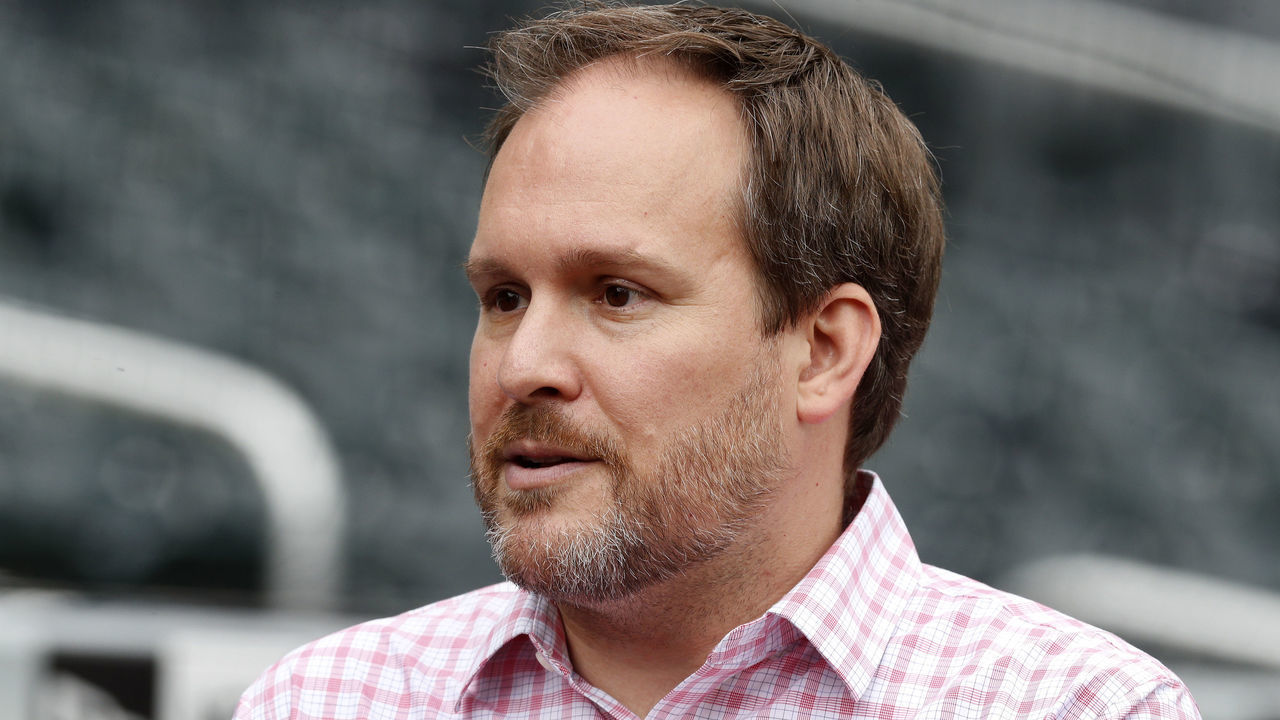 NEW YORK, NEW YORK - JUNE 11: (NEW YORK DAILIES OUT) Acting general manager Zack Scott of the New York Mets looks on during batting practice prior to a game against the San Diego Padres at Citi Field on June 11, 2021 in New York City. The Mets defeated the Padres 3-2.