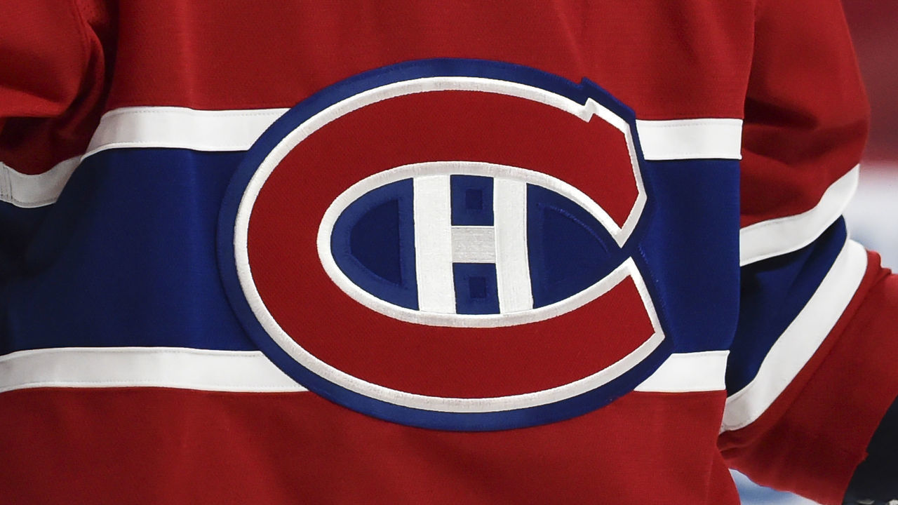 MONTREAL, QC - JANUARY 30: A detail of the Montreal Canadiens logo is seen during the third period against the Montreal Canadiens at the Bell Centre on January 30, 2021 in Montreal, Canada. The Calgary Flames defeated the Montreal Canadiens 2-0.